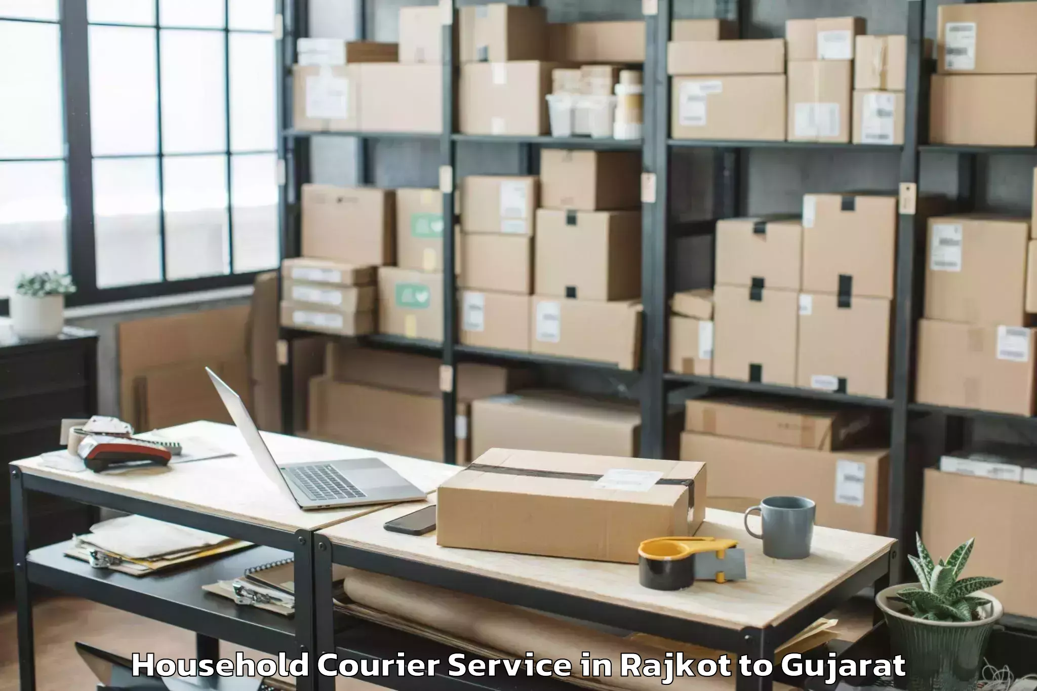 Trusted Rajkot to Deendayal Port Trust Household Courier